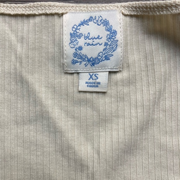 Francesca’s Blue Rain Mini Dress Cream Mariella Ribbed Sweetheart Size XS - Picture 4 of 4